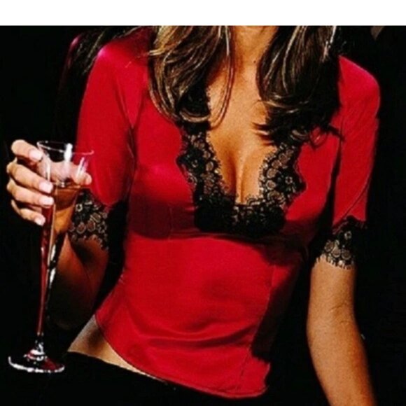 NEW Victoria Secret Iconoc Silk top lace very sexy size xs - Picture 1 of 6